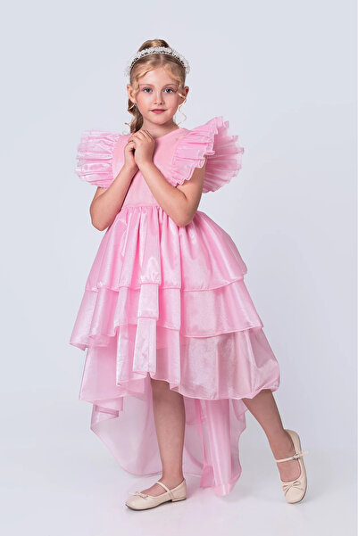 vestitino فستان سهرة متعدد الطبقات على شكل تاج للفتيات - موديل أنيق بذيل طويل...