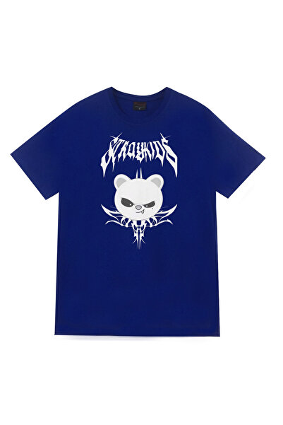 fame-stoned Tricou Stray Kids Skzoo Jiniret cu imprimeu unisex, 100% bumbac, albastru