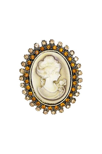 OEM Broșă Camee aurie Model 12 in Cutie de Bijuterii