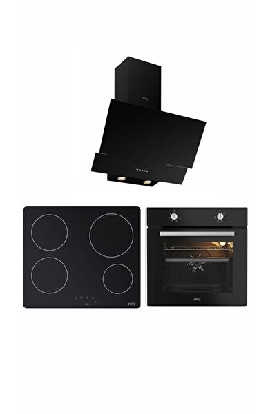 Esty Elektrikli Ocaklı Siyah Ankastre Set (AEF6601B03 - AVO8210B01 - 3480 SİYAH RESETLİ)