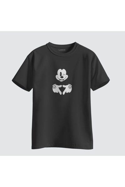 Mickey'in Gizli Macerası - Kısa Kollu Baskı Detaylı Beyaz T-Shirt