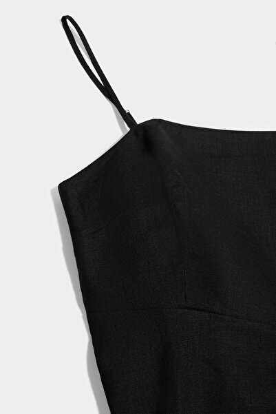 W Collection Black Linen Strap Dress