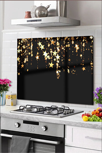 DreamHomes Protector din sticla pentru spatele aragazului de bucatarie |   Model de stele