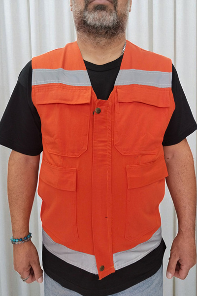 çelebi workwear سترة تحذيرية للمهندسين باللون البرتقالي من قماش هارمان