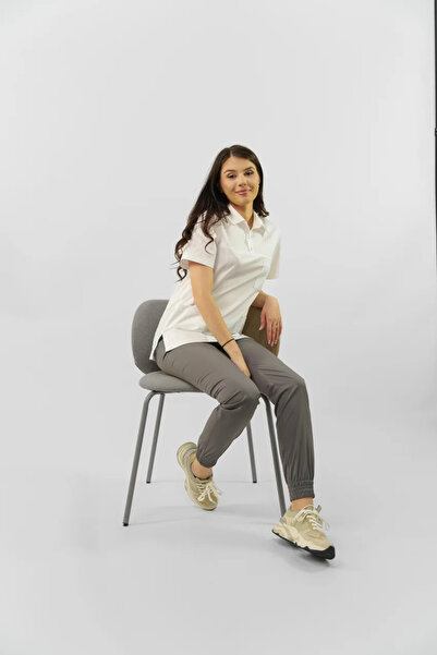 Masstex Bluza Medicală Unisex Alex Alba – Croială Lejeră, Guler Rever & Capse