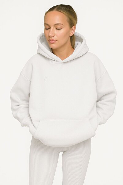 DM DOLCE MORE سترة رياضية بقلنسوة للجنسين مصنوعة من القطن الممشط بثلاث خيوط