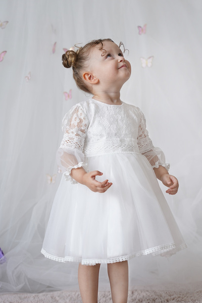 ALYRA Βρεφικό φόρεμα για κοριτσάκια Λευκό φόρεμα από τούλι τούτου με δαντέλα για πάρτι γενεθλίων Γάμος Ειδική περίσταση Βραδινό φόρεμα για κορίτσια