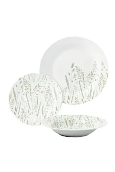 Carrefour Home Carrefour Home dinnerware set, floral pattern, 18 pieces, White with decoration