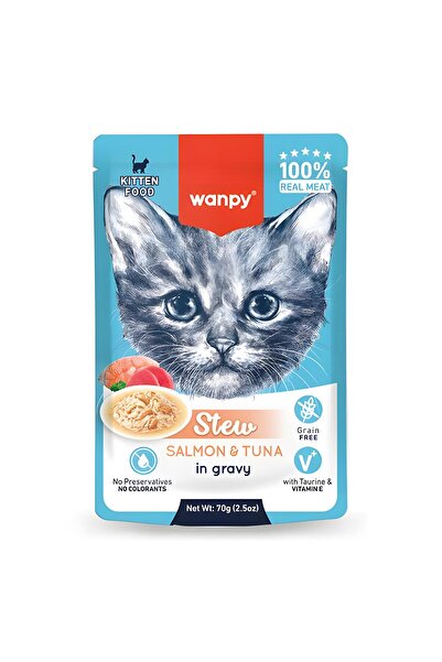 Wanpy Pouch Somonlu ve Ton Balıklı Yaş Kedi Maması 70gr x 5 Adet