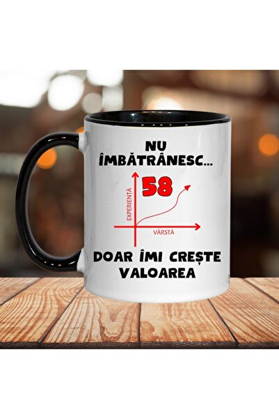 T&M Personalizare Cană personalizată - Vârsta 58, Interior negru, 330 ml