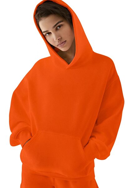 E-ROMA سترة رياضية بقلنسوة للجنسين مصنوعة من القطن الممشط بثلاث خيوط