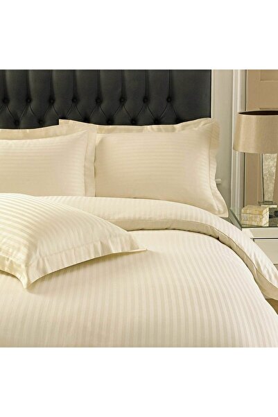 Kotonia Home Set of 2 Kotonia Home Deco pillowcases Damask Satin 100% cotton, stripe size 1 cm, Vanilla, 50x70 cm