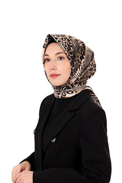 Bursa İpek Eșarfă din mătase twill cu model zebră leopard crem