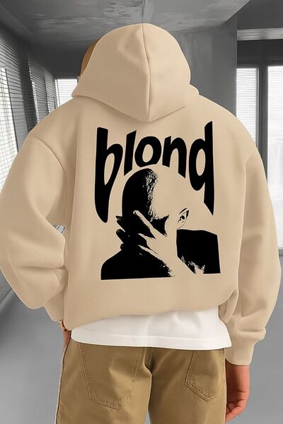 BENROMA 3-Ply Combed Cotton Blonde Printed Unisex Hooded Sweatshirt