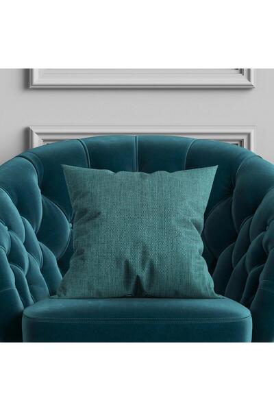 GOCCIA Parlak Turkuaz Kırlent Kılıfı Dekoratif Bohem Soft Koltuk Sırt Yastık Hediyelik Yılbaşı 45x45