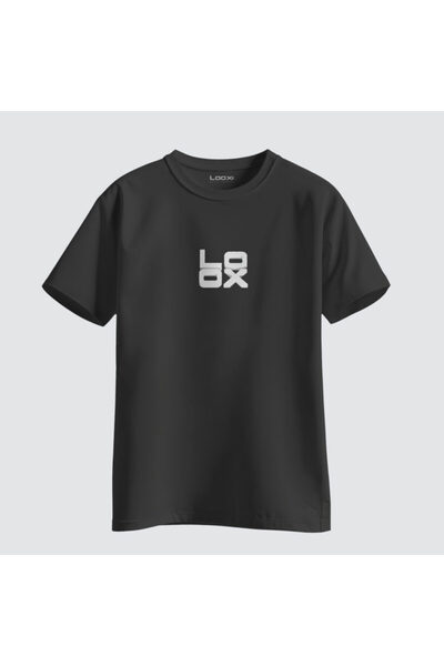 Seri 01 - Kısa Kollu Baskı Detaylı Siyah T-Shirt