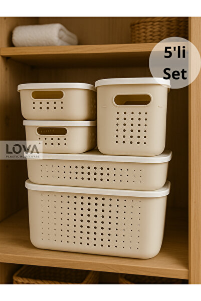 Lova 5'li Bubble Çok Amaçlı Banyo,Mutfak Kapaklı Dolap İçi Düzenleyici Set