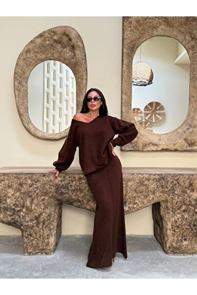 Cistern İstanbul Γυναικεία Πλεκτά Πουλόβερ Φούστα Πλεκτά Διπλό Σετ