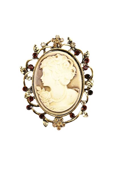 OEM Broșă aurie Camee model 1 în cutie de bijuterii