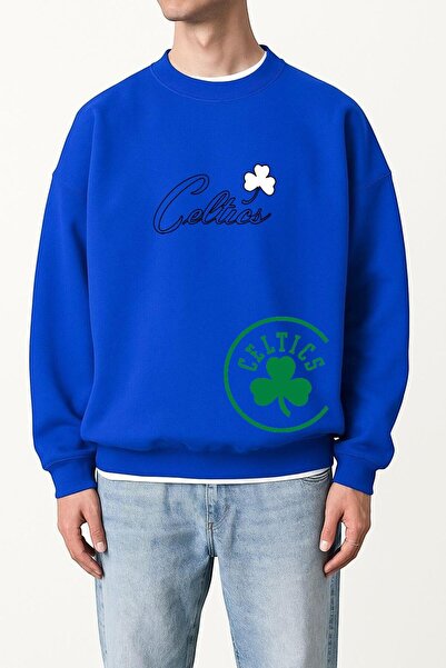 DM DOLCE MORE سترة رياضية للجنسين مطبوعة بنقشة سيلتيكس من القطن الممشط بثلاثة...