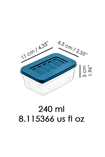 Meleni Home 1 Adet Mikrodalga Uyumlu Saklama Kabı - Organizer Düzenleyici Gıda Erzak Kabı 240 ml Mavi