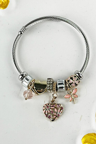 Fubena 8042 سوار فولاذي بلون فضي أصفر اللون على شكل شجرة العائلة