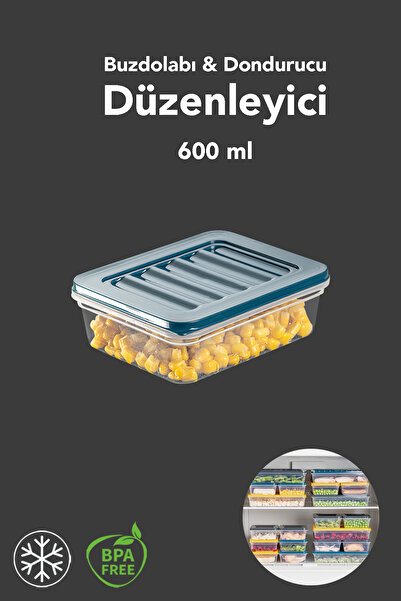 Meleni Home 1 Piece Microwave Compatible Storage Container - Organizer Food Storage Container 600 ml Blue