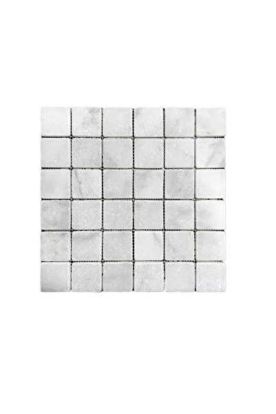 TUQCO Carrara 5x5 cm Eskitme Mermer Mozaik Duvar Zemin Mutfak Banyo Kaplama (0,47m2)(30,5cm x 30,5 cm)