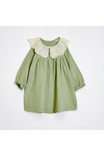 OZZY KİDS Κοριτσίστικο υφασμάτινο φόρεμα μουσελίνας με γιακά