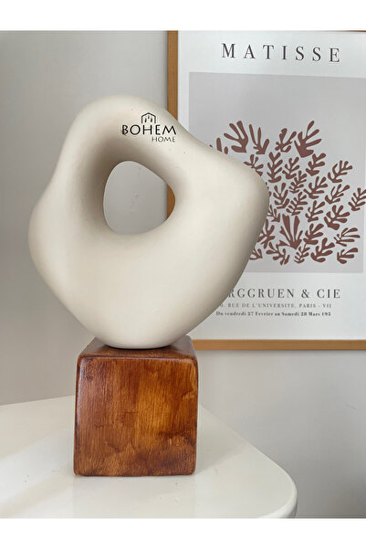 BOHEM HOME DEKORASYON Ahşap desenli seramik asimetrik büst