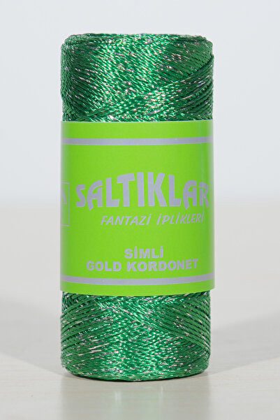 SALTIKLAR Simli Kordonet Örgü Nakış İpi Premium Kordonet İpi Türbe Yeşili-Sg41