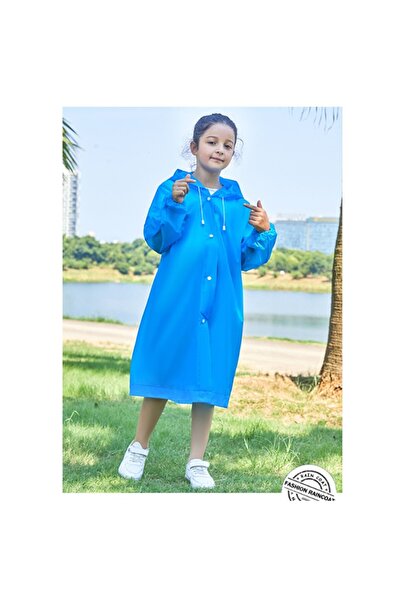 Flippy Rain Poncho for Children 100–145 cm, EVA, Waterproof, Snap Closure, Blue