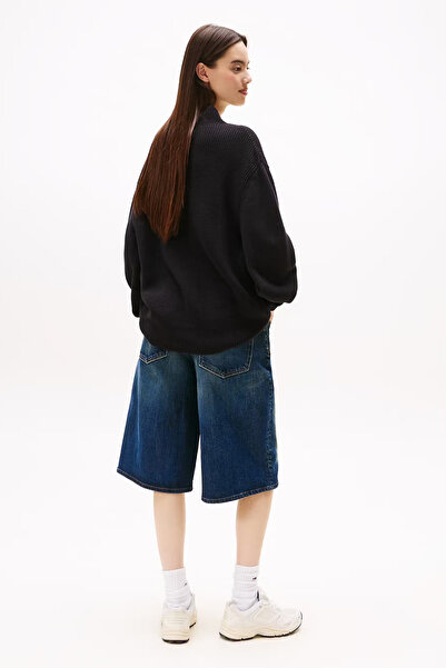 Tommy Hilfiger Kadın Yarım Balıkçı Yaka Pamuklu Triko Kazak – Siyah