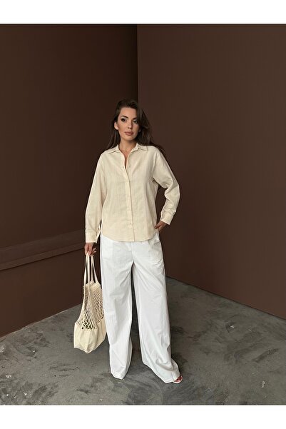 Vaveyy Jakarlı Keten Gömlek