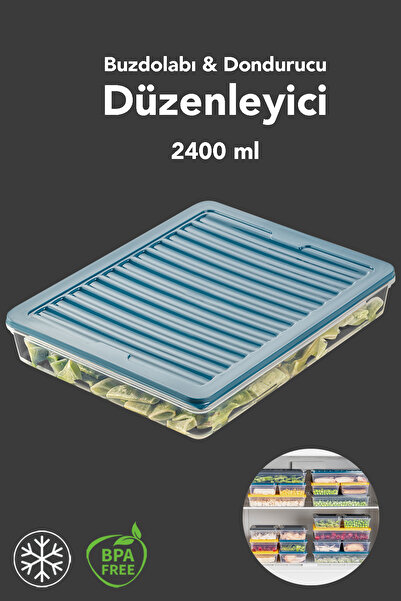 Meleni Home 1 Piece Microwave Compatible Storage Container - Organizer Food Container 2400 ml Blue