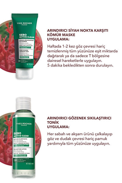 Yves Rocher Siyah Nokta ve Gözenek Karşıtı Set-Kömür Maske 75 ml & Tonik 150 ml