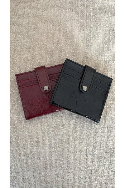 Z&M COLLECTION BAG SHOPPİNG Pack of 2 Shiny Patent Leather Women's Wallets with Snap Closure
