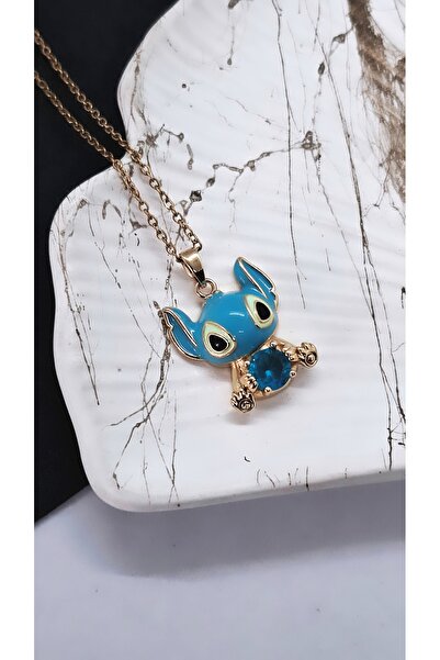 Serenity Renkli Mineli Lilo Stitch Çelik Kolye