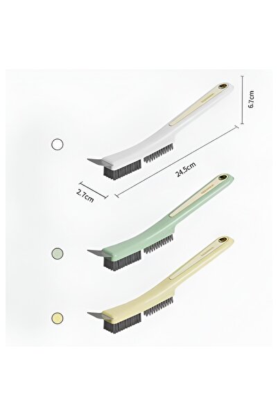 Flippy Kitchen Wire Brush, 2-Piece, Long Handle with Hanging Hole, Steel Bristles, Yellow