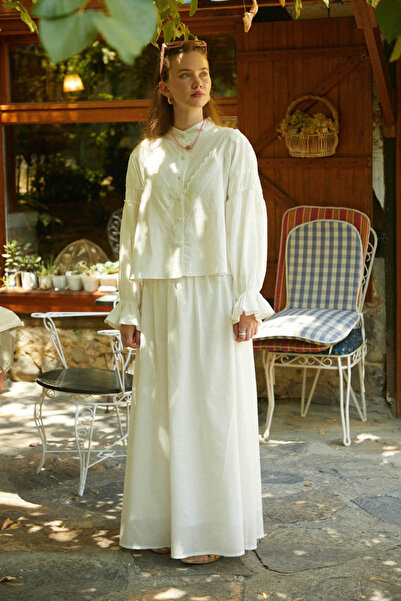 ZÜLAYS Duru Büzgülü Etek Beyaz