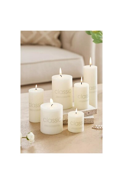 Flippy Decorative Paraffin Candle, Cylindrical, Unscented & Smokeless, 5x15 cm, 260 g, 36h, Ivory