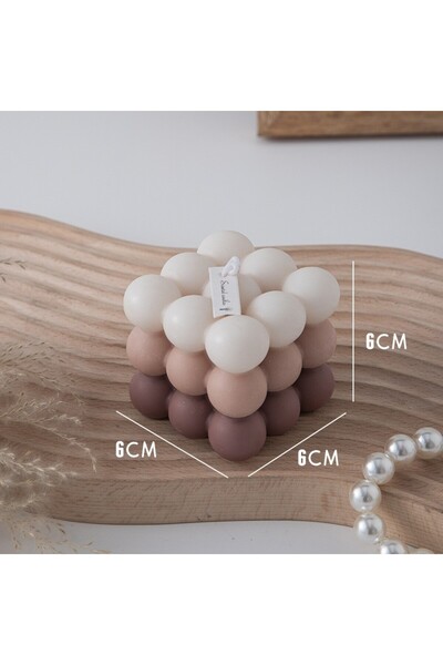 Flippy Scented Soy Wax Cube Candle, 6x6x6 cm, Basil Scent, Brown, 3-Color Pale Gradient