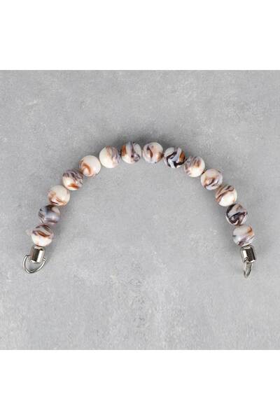 Ritzz Metalli Akrilik Boncuklu Çanta Sapı Vidalı Uçlu (Adet) - Krem Kahve