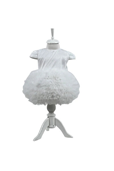 Mamboo Rochie albă pentru bebeluși cu tul și fundă