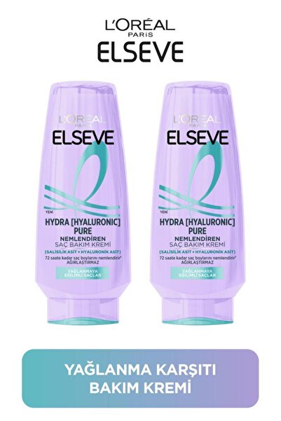 ELSEVE 2'li Hydra [Hyaluronic] Pure Salisilik Asit içeren Yağlanma Karşıtı Nemlendirici Saç Kremi 250ml