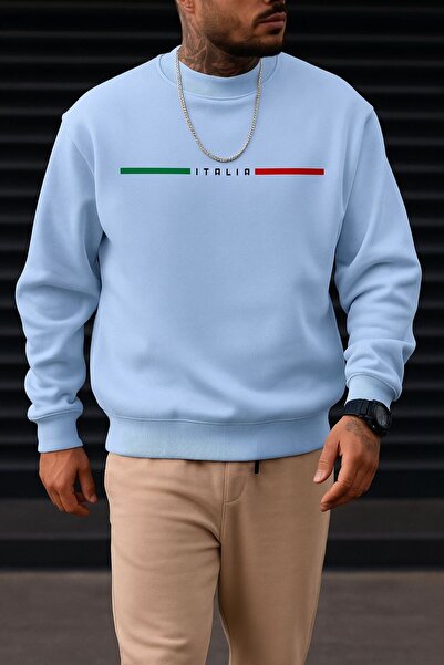 BENROMA سترة رياضية مطبوعة من القطن الممشط الإيطالي بثلاث خيوط للجنسين