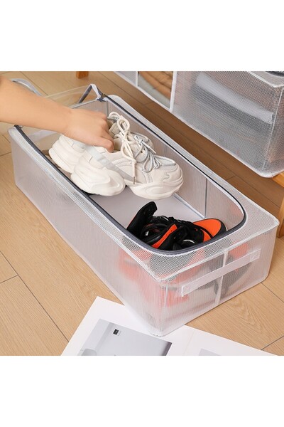 Flippy Storage Box Foldable, Two-Way Zipper, 60 x 30 x 15 cm, Transparent