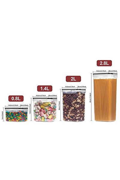 Flippy Food Storage Boxes, Flippy, Set of 7 Boxes for Spices, Cereals, Kitchen Boxes, PP Plastic, Transpare