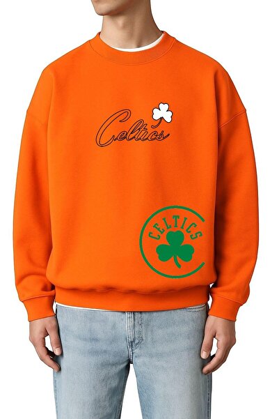 DM DOLCE MORE سترة رياضية للجنسين مطبوعة بنقشة سيلتيكس من القطن الممشط بثلاثة...