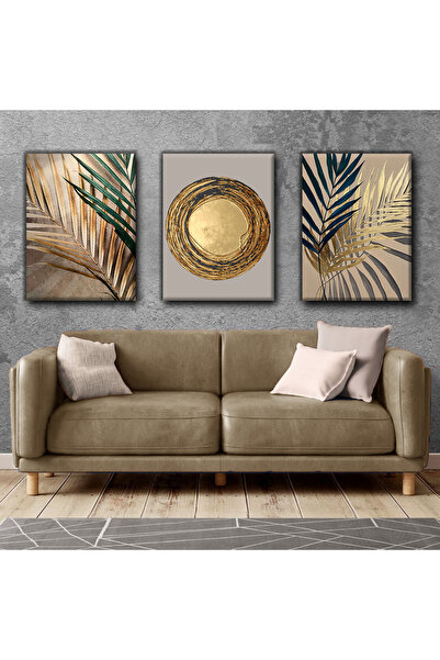 Harikabirev TABLO MODERN DE CULOARE AURIE | TABLO PE Pânză FĂRĂ CADRU 3L VEZI...